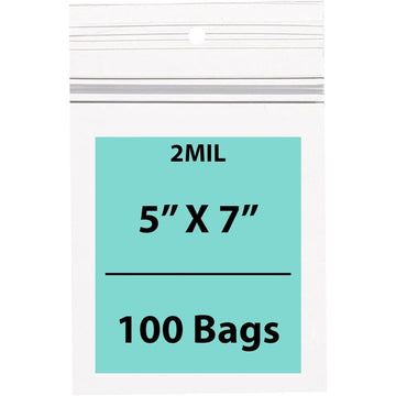 Polypropylene Ziplock Bags with hang hole 2 Mil 5X7 inches 100 Bags